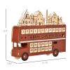 HOMCOM Christmas Advent Calendar Wooden with 12 Drawers Santa Claus Street House Bus Shape