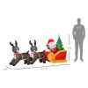 HOMCOM 7' Inflatable LED Lit Christmas Santa & Reindeer, Outdoor Santa Decorations Christmas, Christmas Lawn Ornaments
