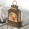 HOMCOM Christmas Musical Snow Globe Lantern Lighted Snow Globe with Swirling Glitter Battery Operated Xmas Decoration Bronze