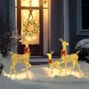 Outsunny Lighted Reindeer Christmas Decorations, 3-Piece Light Up Christmas Deer Family Set with LEDs for Outdoor, Gold