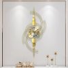 39.4" 3D Modern Metal Oversized Wall Clock with Golden Geometric Frame for Living Room