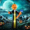 HOMCOM 10ft Inflatable Halloween Pumpkin Head Ghost with Hammer, Blow Up LED Display for Garden Indoor Outdoor