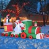 HOMCOM 11' Long Christmas Inflatable Train with LED Lights Santa Claus Snowman Penguin for Holiday Yard Decoration