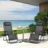 Portable Reclining Lounge Chair for Beach Camping Patio Outdoor Folding Relaxation Chair with Cup Tray and Adjustable Pillow for Poolside Garden Lawn