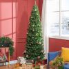 HOMCOM 7 FT Slim Christmas Tree with Lights, Pencil Xmas Tree with Stand, 818 Tips, Holiday Indoor Decoration for Party, Green