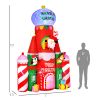 HOMCOM 118" Giant Christmas Inflatables Candy Castle with Flashing Light