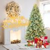 7FT Blue-Green Tint PE/PVC Christmas Tree with 500 Warm White LED Lights – 1845 Tips, Hinged Branch Design, Full Natural Look, Metal Stand