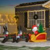 HOMCOM 7' Inflatable LED Lit Christmas Santa & Reindeer, Outdoor Santa Decorations Christmas, Christmas Lawn Ornaments