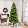 HOMCOM Slim Prelit Christmas Tree 7.5ft Warm White LED Lights Holiday Home Xmas Decoration Green