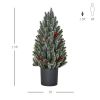 HOMCOM Tabletop Christmas Tree 1.5ft Flocked with Cranberries Pinecones Green White