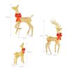 3-Piece Pre-Lit Christmas Reindeer Family Decorations with 440 Warm White LED Lights, Outdoor Holiday Yard DÃ©cor with Stakes & Ropes, Buck 6.1ft