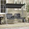 Outsunny 2-Seater Outdoor Porch Swing with Canopy and Table, Patio Swing Chair for Garden, Poolside, Backyard, Gray