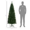 HOMCOM 6 FT Slim Christmas Tree, Pencil Xmas Artificial Tree w/ 618 Tips & Stable Stand, Holiday Party Decoration Indoors, Green