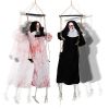 Outdoor Halloween Decorations 2 Packs Hanging Ghosts Decor with Lighted Up Eyes and Horror Scream