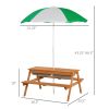 Outsunny Wooden Kids Picnic Table with Sandbox, Adjustable Umbrella, and Removable Parasol, Outdoor Set for Garden and Patio