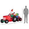 Outsunny 9ft Christmas Inflatables Outdoor Decorations Santa Claus Driving Trailer with Colorful Gift Boxes
