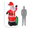 HOMCOM 8ft Christmas Inflatables Outdoor Decorations Santa Claus with Toy Bag, Blow-Up Yard Christmas Decor with LED Lights Display