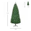 HOMCOM Slim Prelit Christmas Tree 7.5ft Warm White LED Lights Holiday Home Xmas Decoration Green