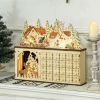 HOMCOM Wooden Christmas Advent Calendar with 24 Countdown Drawers and LED Lights for Kids and Adults, Battery Operated