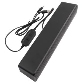 USB Wired Stereo Soundbar Music Player Bass Surround Sound Box 3.5mm Input for PC Cellphones (Black) (Color: black)