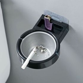 1pc Wall Mounted Ashtray; Stainless Steel Ashtray (Color: black)