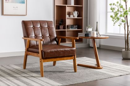 Leisure Chair with Solid Wood Armrest and Feet, Mid-Century Modern Accent chair, for Living Room Bedroom Studio chair (Color: as Pic)