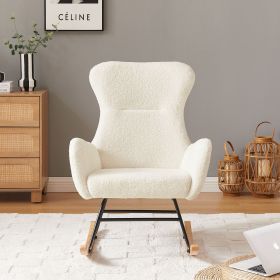 off white teddy fabric rocking chair (Color: as Pic)
