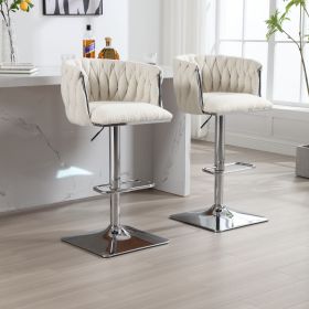 COOLMORE Vintage Bar Stools with Back and Footrest Counter Height Dining Chairs 2PC/SET (Color: as Pic)