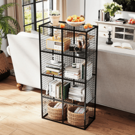 Wire Storage Cube, 8 Cube Metal Storage Organizer , Display Modular Bookshelf Shelf, Closet Cabinet For Bedroom, Office, Black (Color: black)